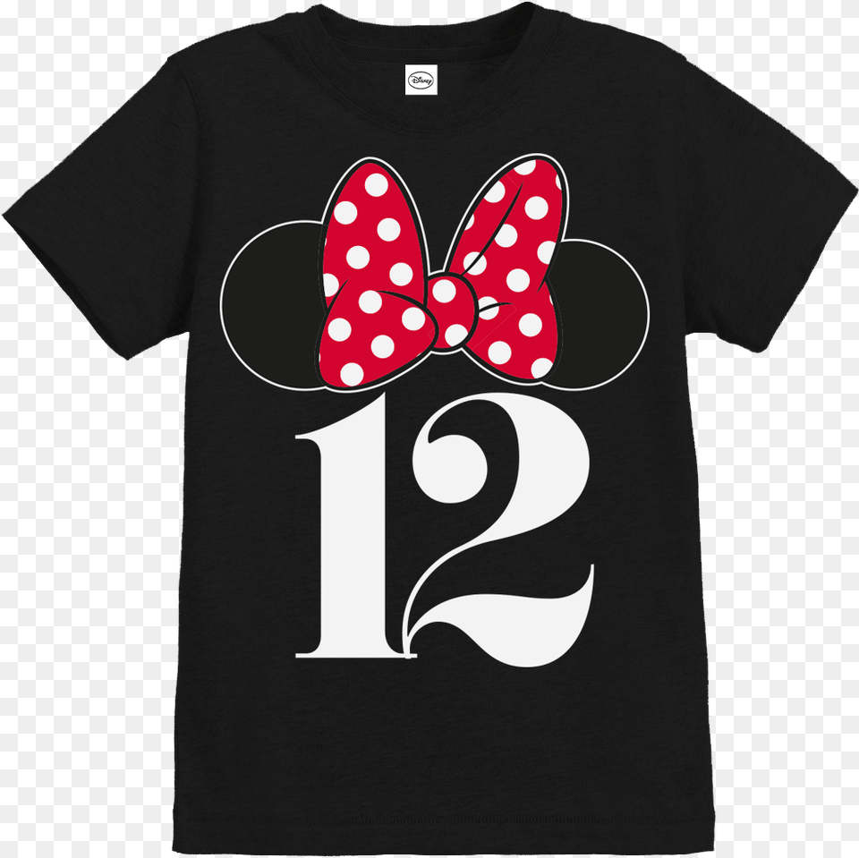 Official Girls Disney Minnie Mouse Bow Ears Birthday Polka Dot, Clothing, T-shirt, Text, Shirt Png Image