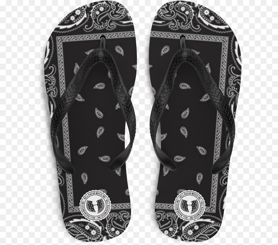 Official Hell Razah Music Inc Black Bandana Designer Logo Flip Flops For Teen, Clothing, Flip-flop, Footwear Free Png Download