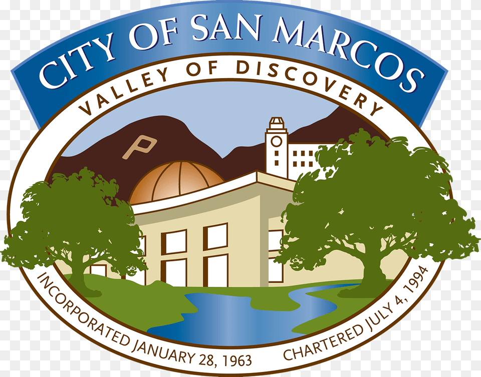 Official Seal Of The City Of San Marcos Ca San Marcos California Logo, Architecture, Building, Factory, House Png