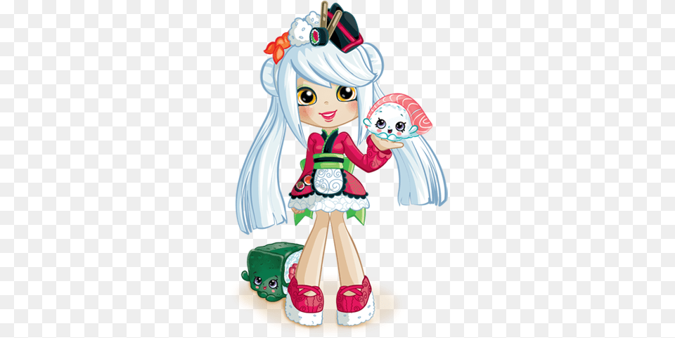 Official Site More Sara Sushi Shopkins Doll, Book, Comics, Publication, Person Free Png