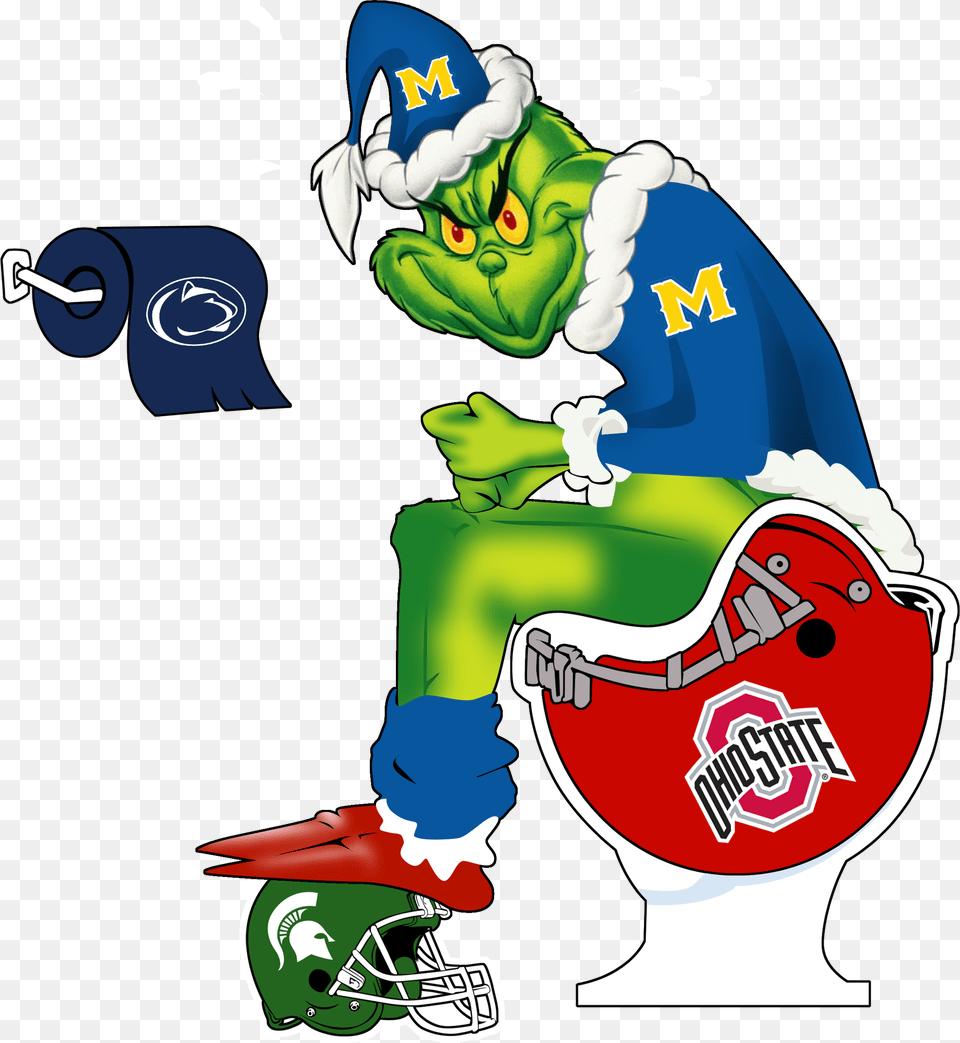 Official The Grinch Toilet Ohio State Buckeyes Michigan Troy Smith Autographed Ohio State Buckeyes White Panel, Art, Graphics, Baby, Person Png
