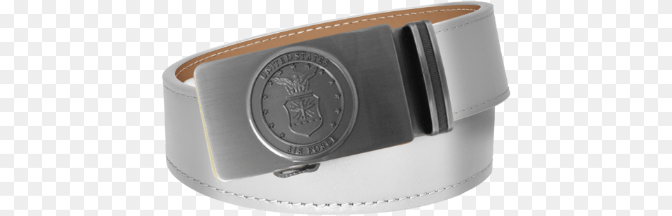 Official Us Air Force Buckle On White Smooth Leather Smooth Leather Belt, Accessories Png