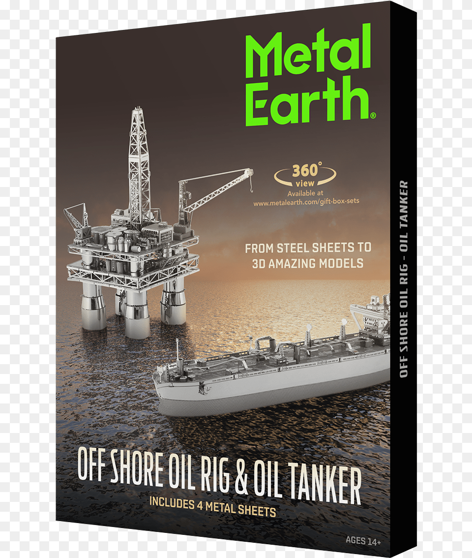 Offshore Oil Rig Amp Oil Tanker Gift Set Fascinations Metal Earth Off Shore Oil Rig, Boat, Transportation, Vehicle, Advertisement Free Png Download