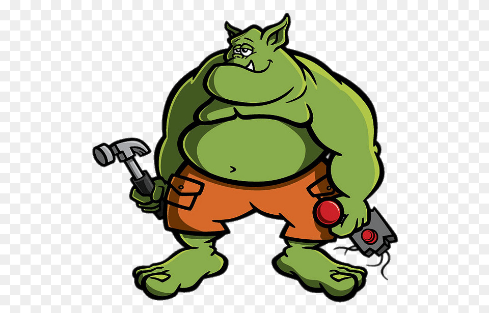 Ogre With Hammer, Green, Animal, Bear, Mammal Free Png Download