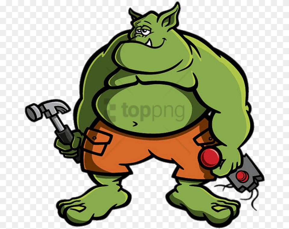 Ogre With Hammer Image With Transparent Ogre Clipart, Green, Animal, Canine, Dog Png