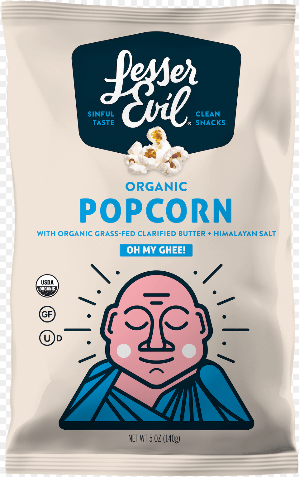 Oh My Ghee Lesser Evil Himalayan Pink Popcorn, Baby, Person, Advertisement, Head Png