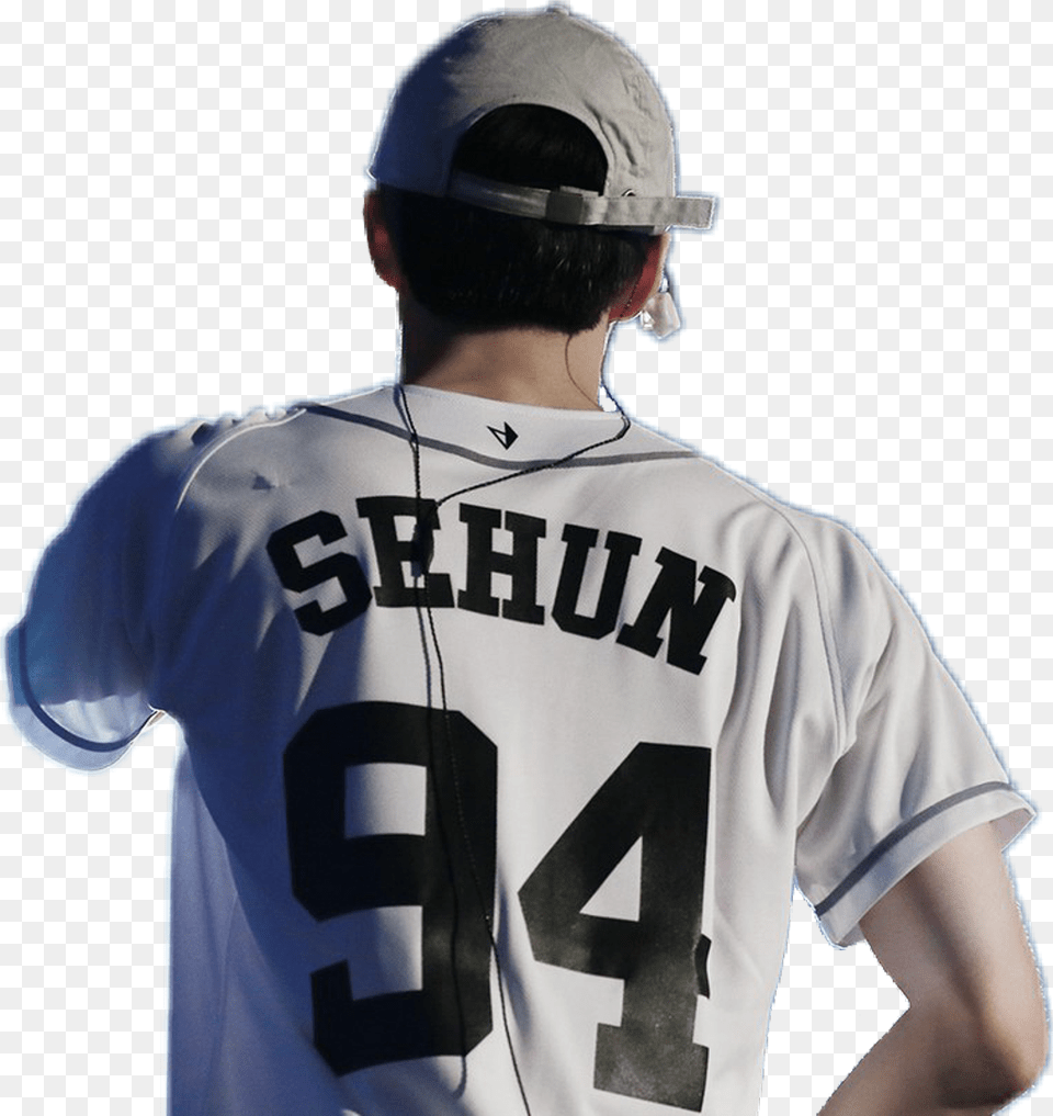Oh Sehun Sticker College Baseball, Adult, T-shirt, Shirt, Person Free Png