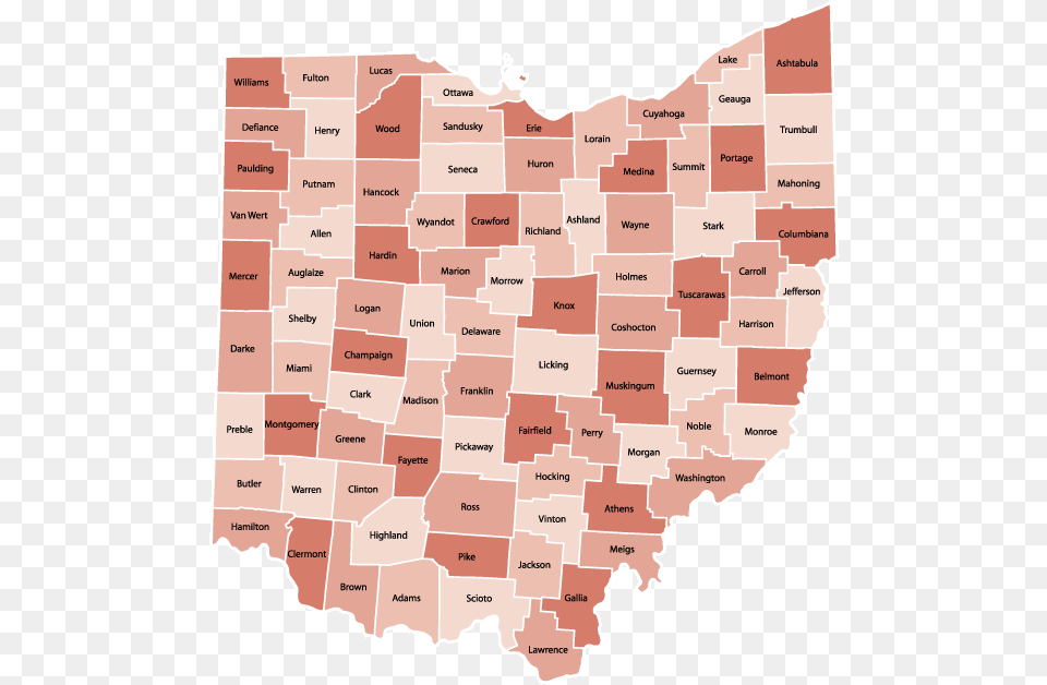 Ohio Prevailing Wage Rates By County For The Building Trades County Map Of Ohio, Chart, Plot, Atlas, Diagram Free Png Download