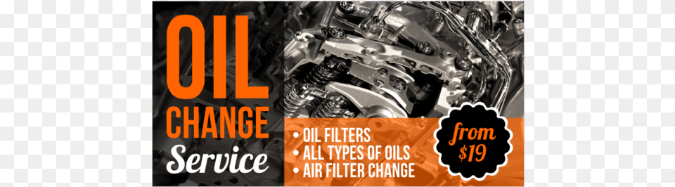 Oil Change Vinyl Banner With Services List And 19 Poster, Wheel, Spoke, Motor, Machine Png Image