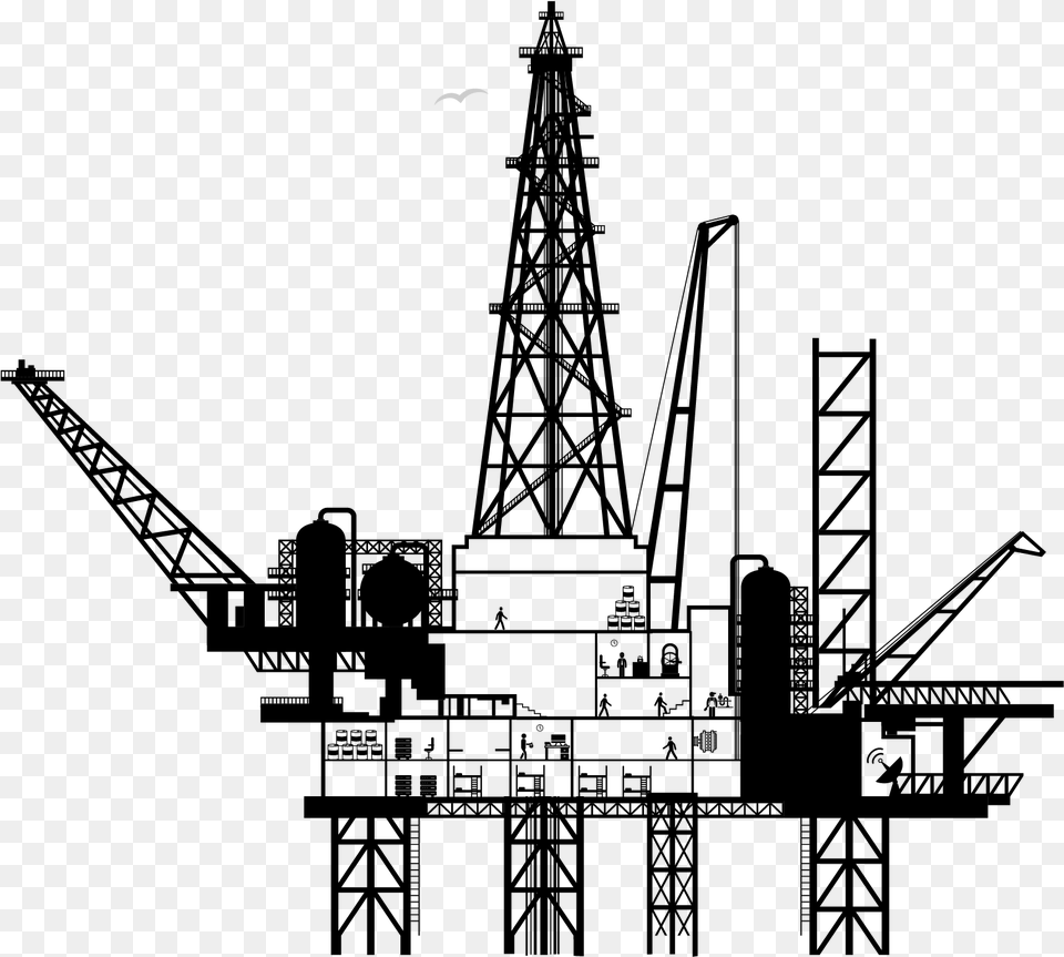 Oil Clipart Oil Platform Oil Rig Transparent, Gray, Nature, Night, Outdoors Free Png Download