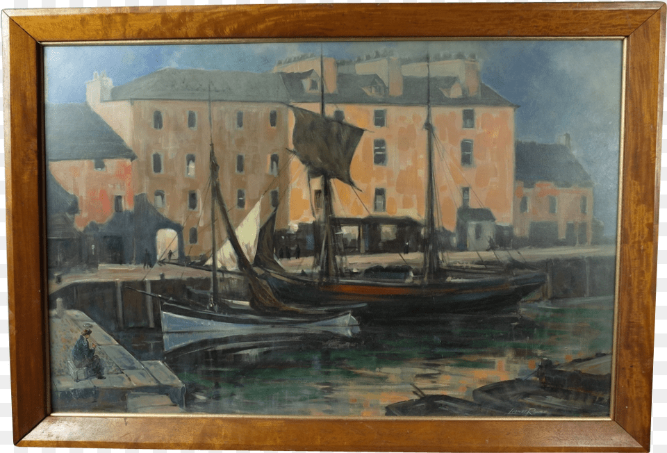 Oil On Board Of Harbour Scene Fontaine Decorative Fon0525 Furniture, Art, Painting, Boat, Sailboat Free Transparent Png