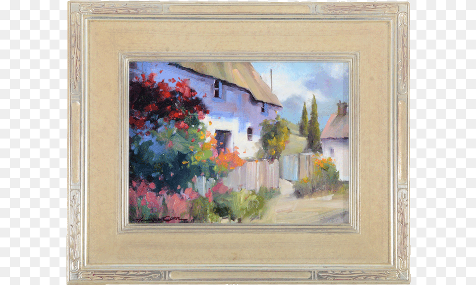 Oil On Linen Canvas Old House With Flowers By Howard Oil Painting, Art, Flower, Geranium, Plant Free Png Download