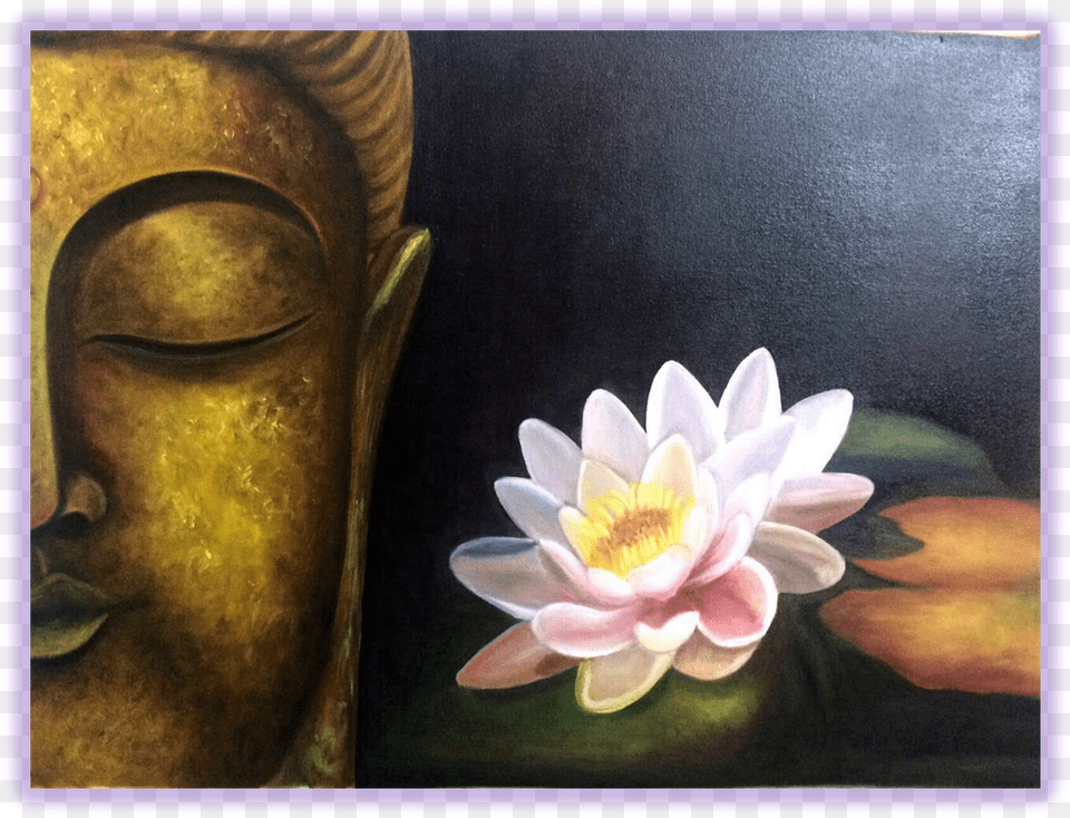 Oil Painting On Canvas Sacred Lotus, Art, Plant, Flower, Prayer Png