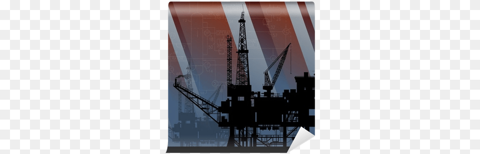 Oil Rig In Sea Vector Illustration Wall Mural Pixers Practical Petroleum Geochemistry For Exploration And, Construction, Construction Crane, Outdoors, Machine Free Png Download