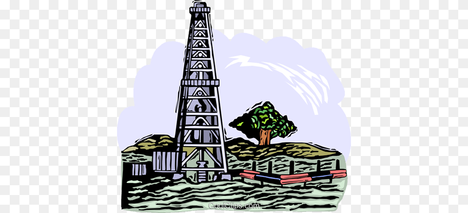 Oil Well Royalty Vector Clip Art Illustration, Construction, Oilfield, Outdoors, Person Png