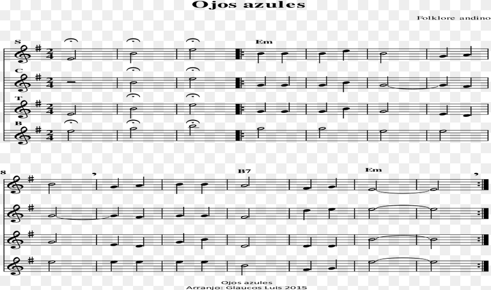 Ojos Azules Sheet Music, Gray Free Png Download