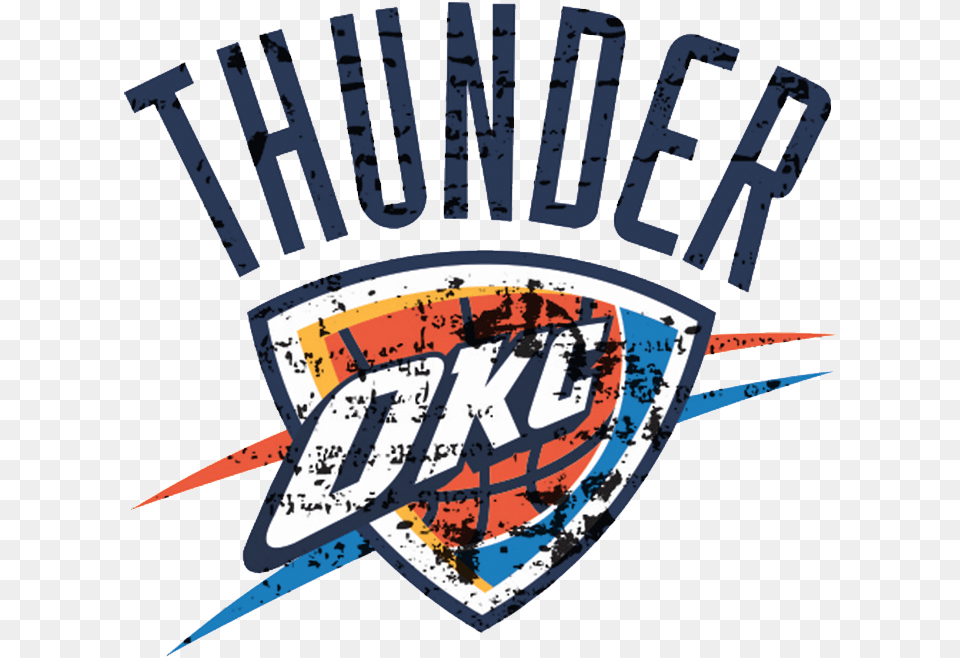 Oklahoma City Thunder 2008 Present Primary Logo Distressed Logo Oklahoma City Thunder, Emblem, Symbol Free Png