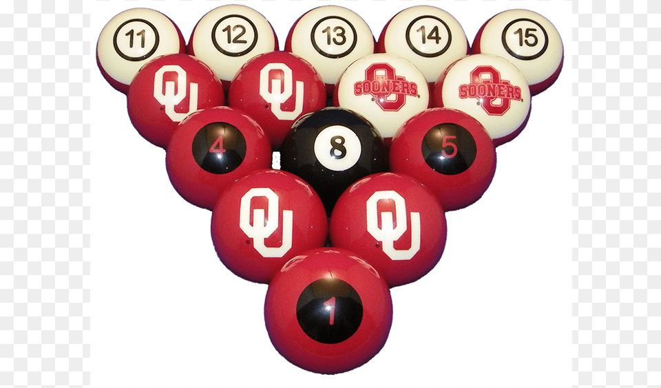 Oklahoma Sooners Team Color Billiard Balls Wave7 Nebbbs200n University Of Nebraska Billiard Numbered, Toy, Text, Number, Symbol Png Image