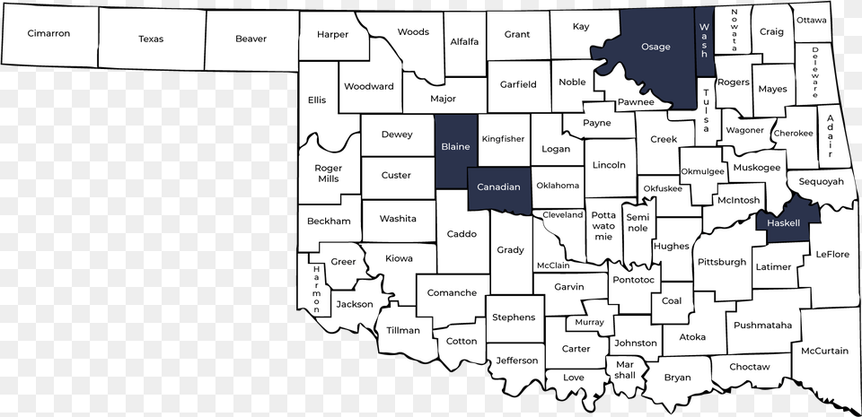 Oklahoma State Map With Counties Texas County Ok, Chart, Plot, Diagram, Atlas Free Transparent Png