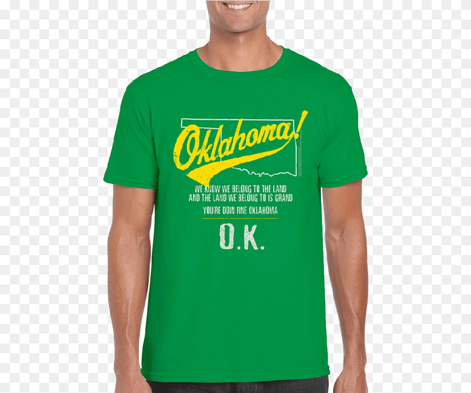 Oklahoma Unisex Irish Green Tee Map Outline Active Shirt, Clothing, T-shirt Free Png Download