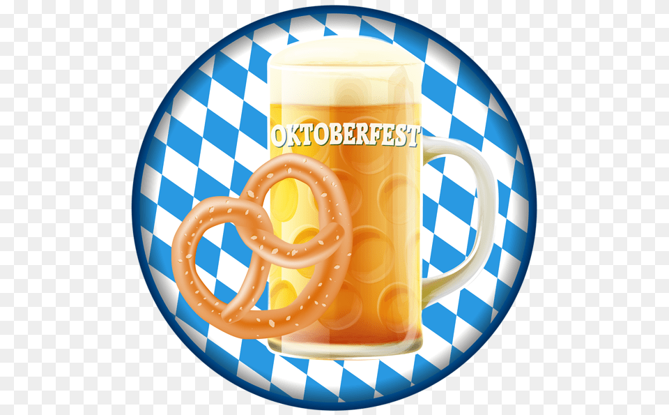 Oktoberfest Badge With Beer Clip Art Deutschland, Cup, Glass, Food, Pretzel Free Transparent Png