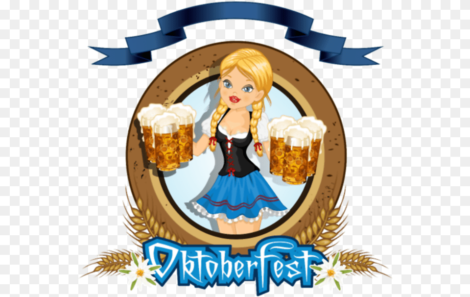 Oktoberfest Girl With Beer Logo Wheat Beer, Alcohol, Beverage, Lager, Cup Png