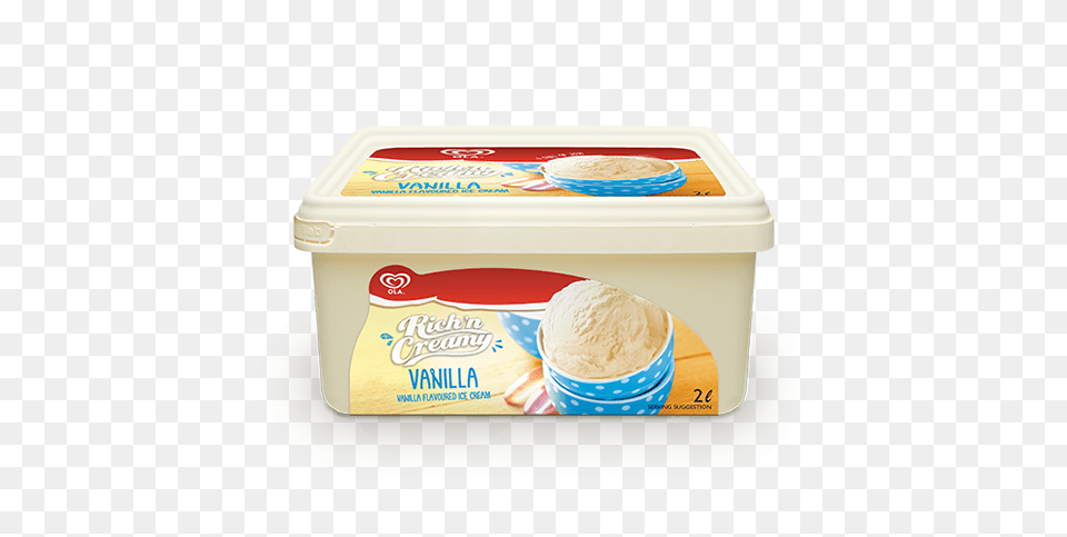 Ola Rich N Creamy Vanilla Flavoured Ice Cream Mall On The Move, Dessert, Food, Ice Cream, Butter Png Image