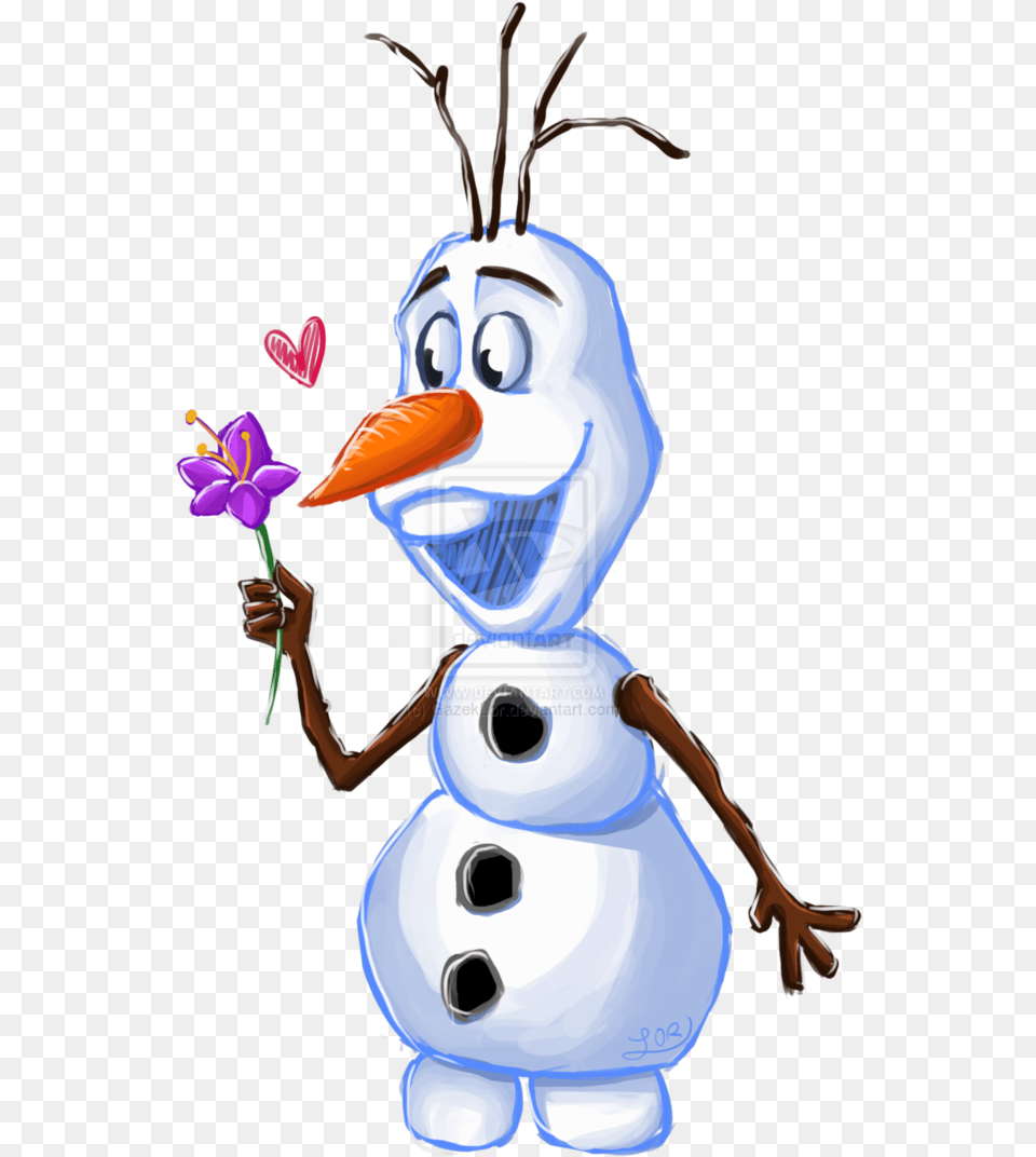 Olaf With Flower Frozen Princess Olaf Frozen Elsa Olaf Holding A Flower, Nature, Outdoors, Winter, Snow Free Transparent Png