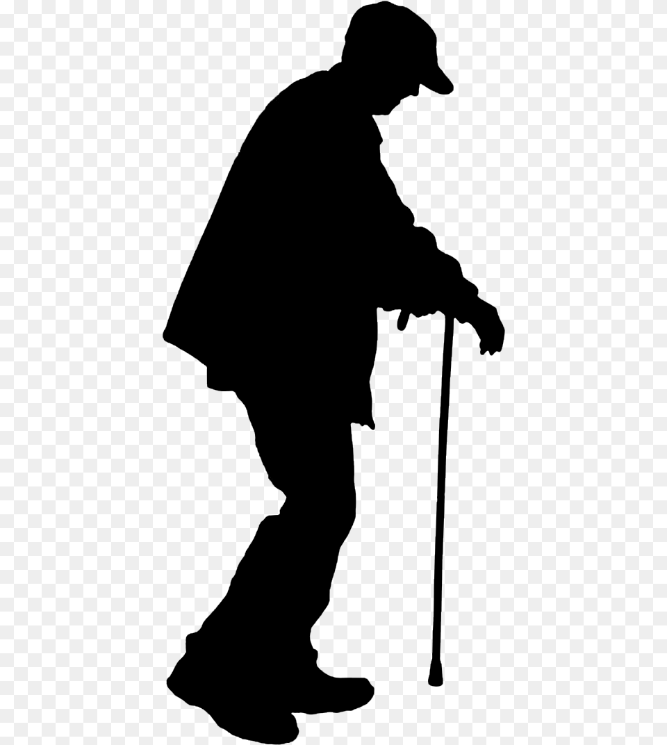 Old Age Silhouette Illustration Old Man Silhouette, Gray Png Image