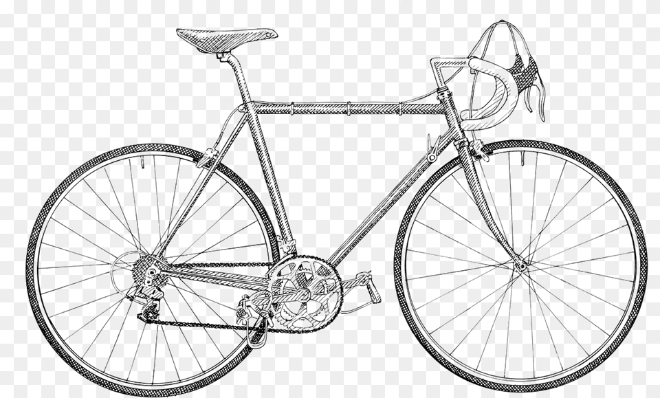 Old Bicycle Drawing Specialized Secteur Elite, Machine, Wheel, Spoke, Transportation Png Image