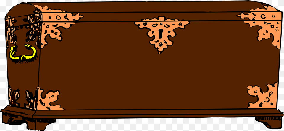 Old Brown Chest With Gold Corners Clipart, Cabinet, Furniture, Treasure, Sideboard Png Image