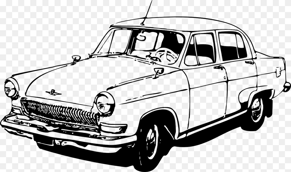 Old Car Clipart Black And White, Gray Png