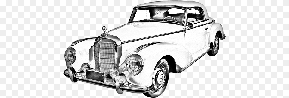 Old Cars Mercedes Drawing Of Luxury Car, Transportation, Vehicle, Antique Car, Hot Rod Free Png Download