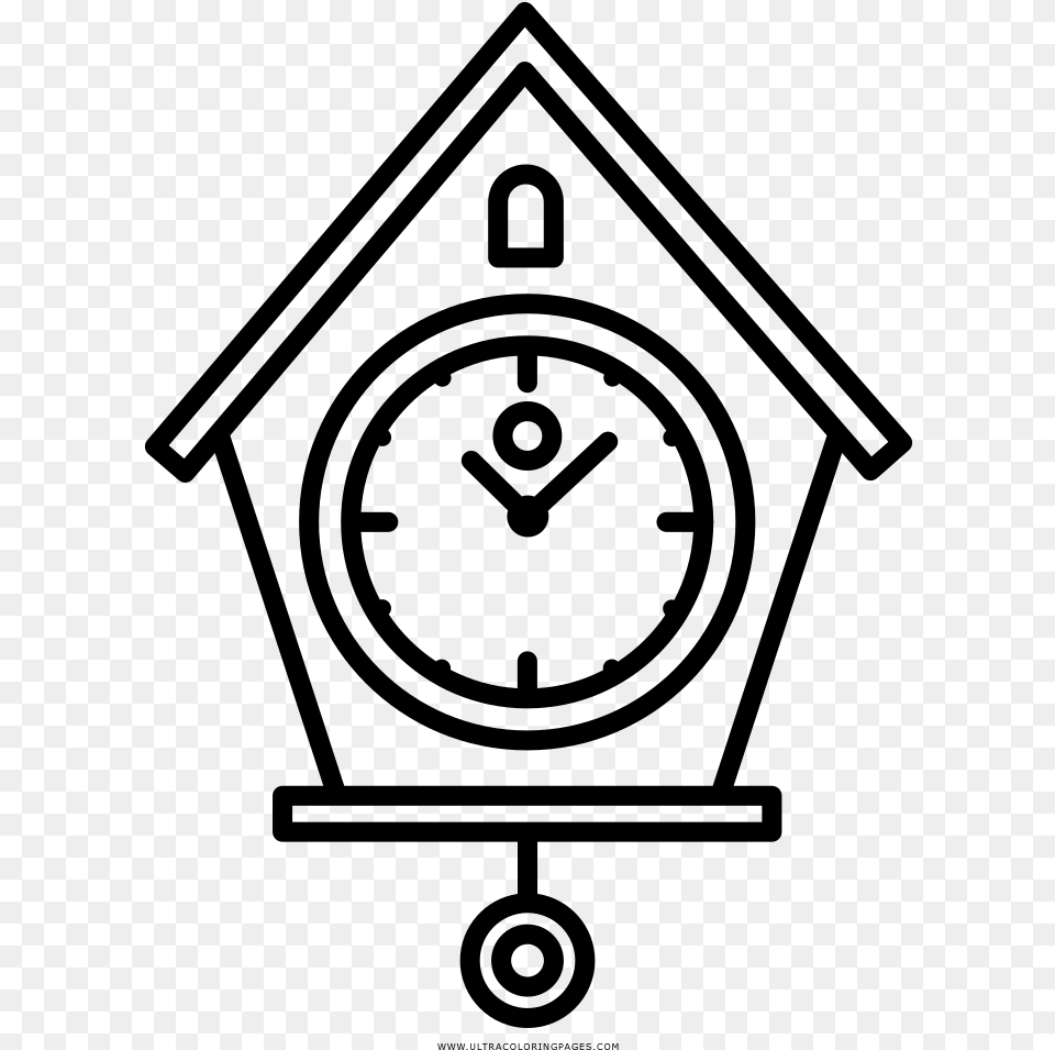 Old Clock Coloring, Gray Png