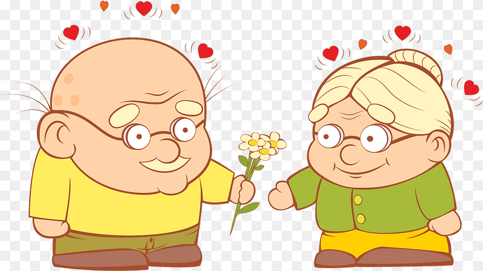 Old Couple In Love Happy Old Couple Cartoon, Baby, Person, Face, Head Free Png