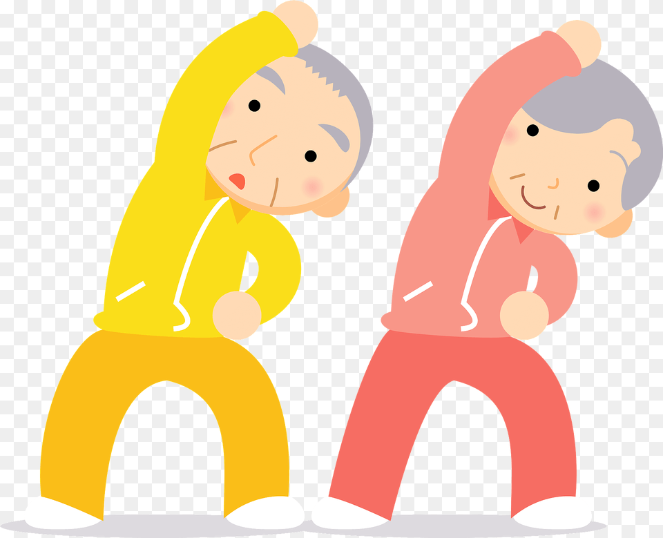 Old Couple Is Doing Stretches Clipart, Face, Head, Person, Baby Png Image