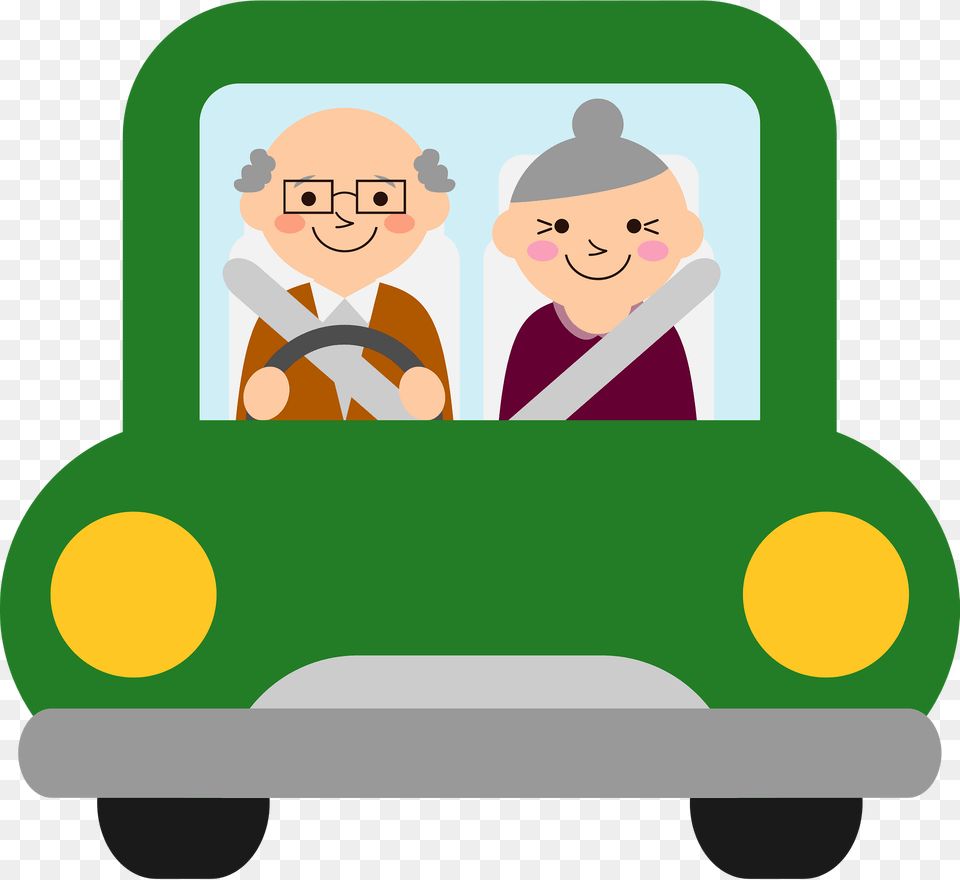 Old Couple Is Driving Their Car Clipart, Baby, Person, Face, Head Png