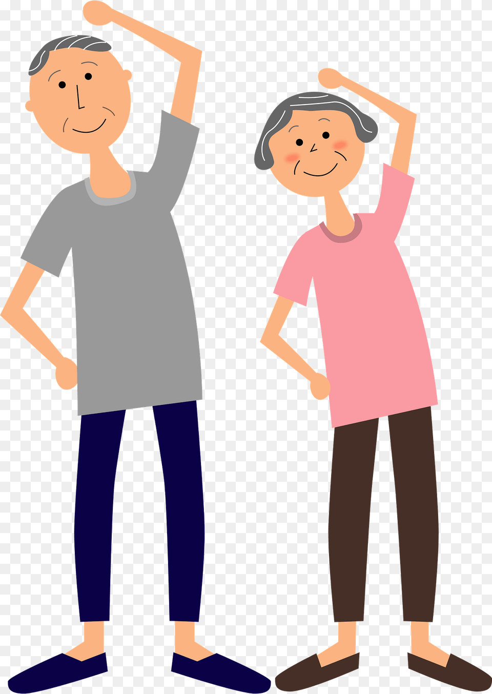Old Couple Is Exercising Clipart, T-shirt, Sleeve, Clothing, Pants Free Png