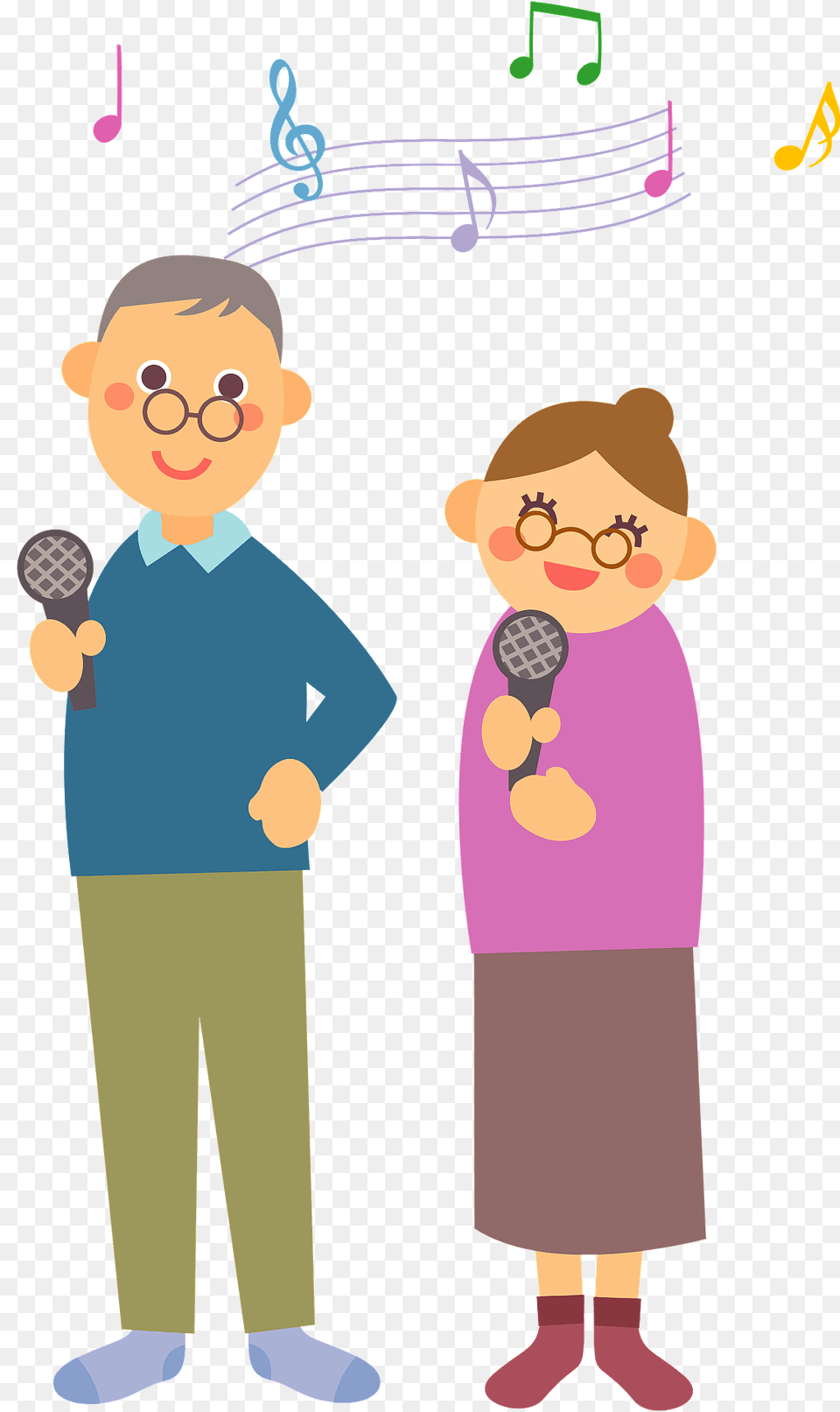 Old Couple Is Singing Karaoke Clipart, Boy, Child, Male, Person Free Png Download