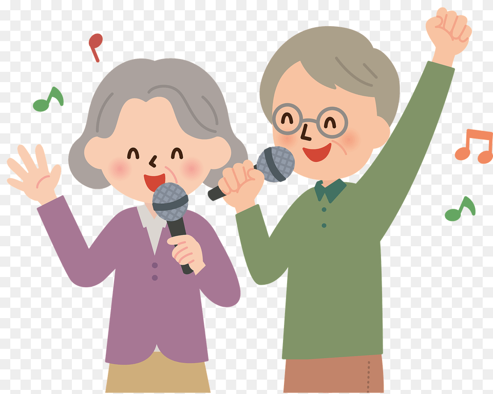 Old Couple Is Singing Karaoke Clipart, Baby, Person, Face, Head Free Png