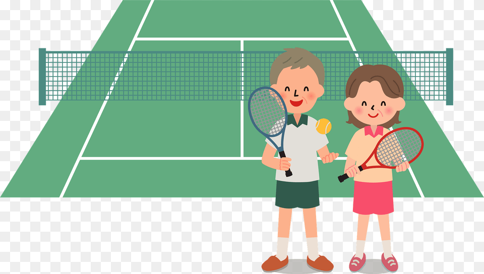 Old Couple Is Standing By The Tennis Court Clipart, Tennis Racket, Sport, Racket, Tennis Ball Png