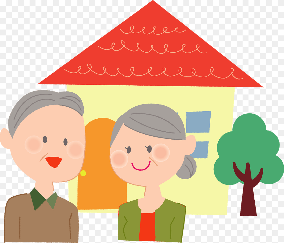Old Couple Is Standing In Front Of Their House Clipart, People, Person, Baby, Face Png