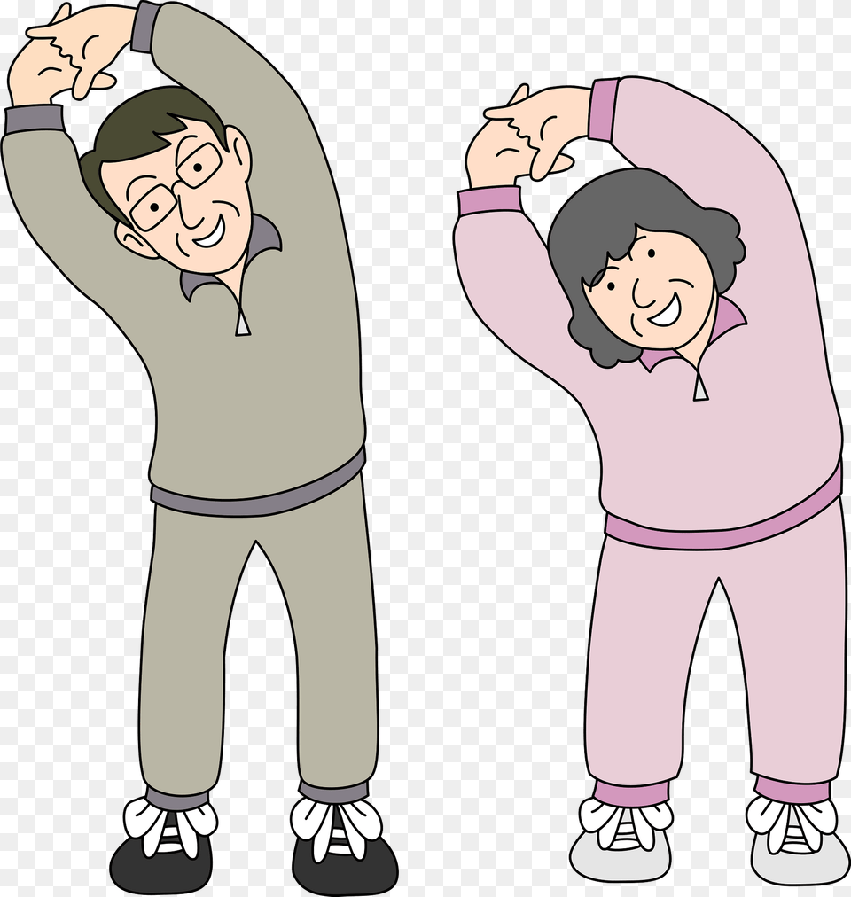 Old Couple Is Stretching For Exercise Clipart, Sleeve, Long Sleeve, Clothing, Person Free Png Download