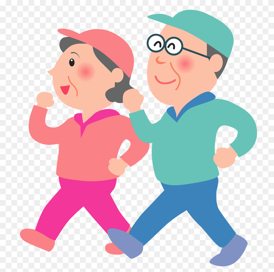 Old Couple Is Walking For Exercise Clipart, Baby, Person, Face, Head Png Image