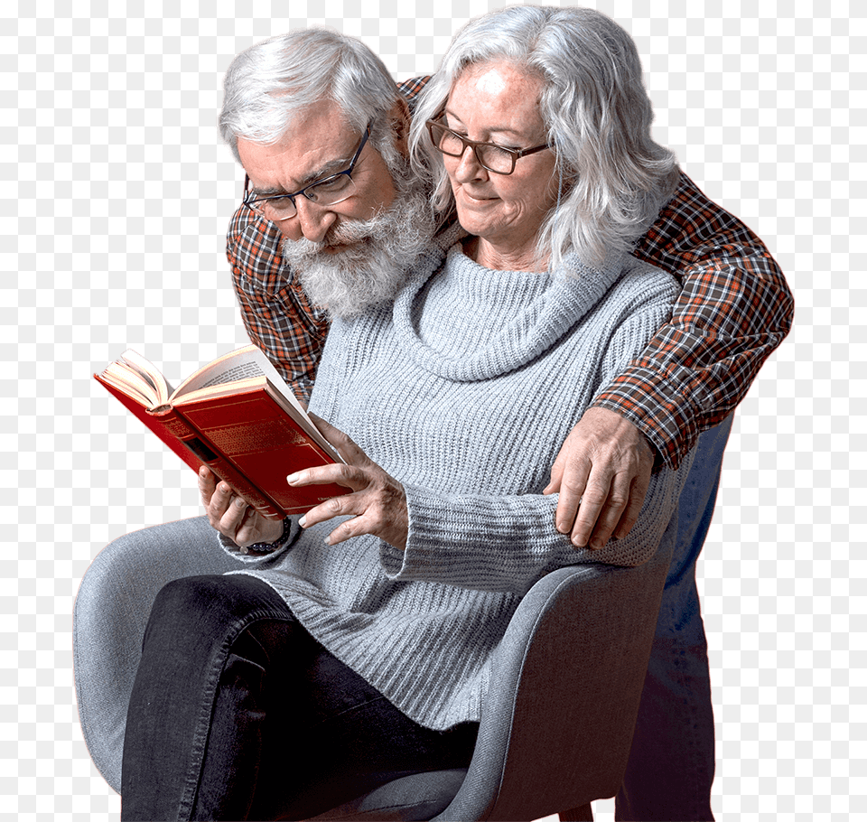 Old Couple Reading Senior Citizen, Person, Woman, Adult, Female Png Image