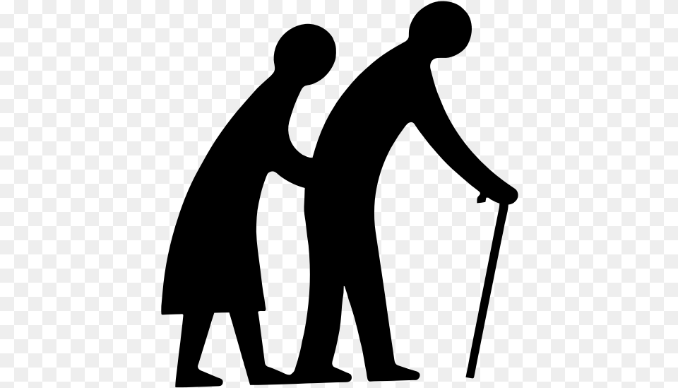 Old Couple Walking Silhouette Old Age, Gray Png Image