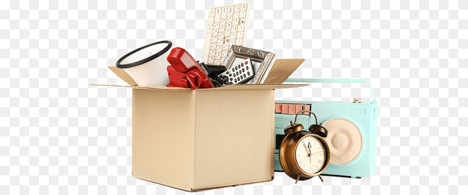 Old Electronics Junk Junk Box, Alarm Clock, Clock, Cardboard, Carton Free Png