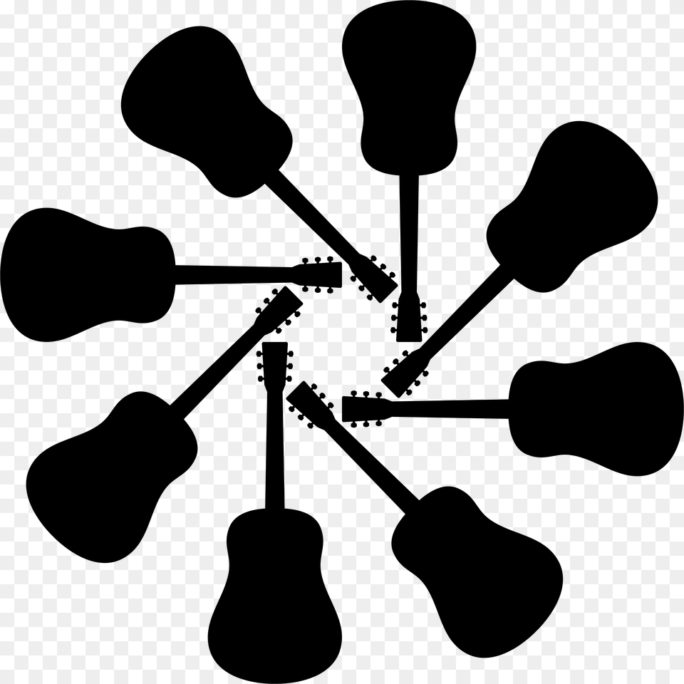 Old Fashioned Guitar Silhouette Design Icons, Gray Png Image
