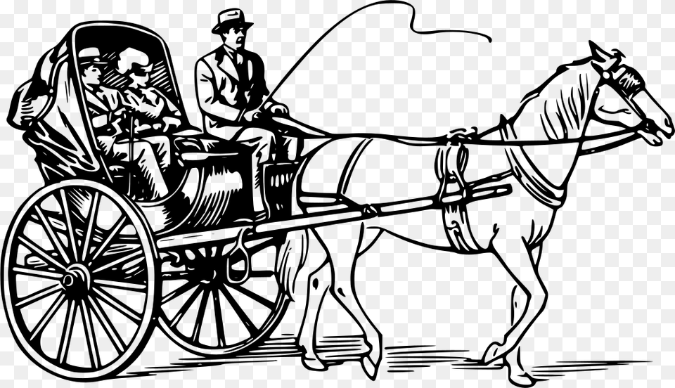 Old Fashioned Horse And Carriage, Gray Png