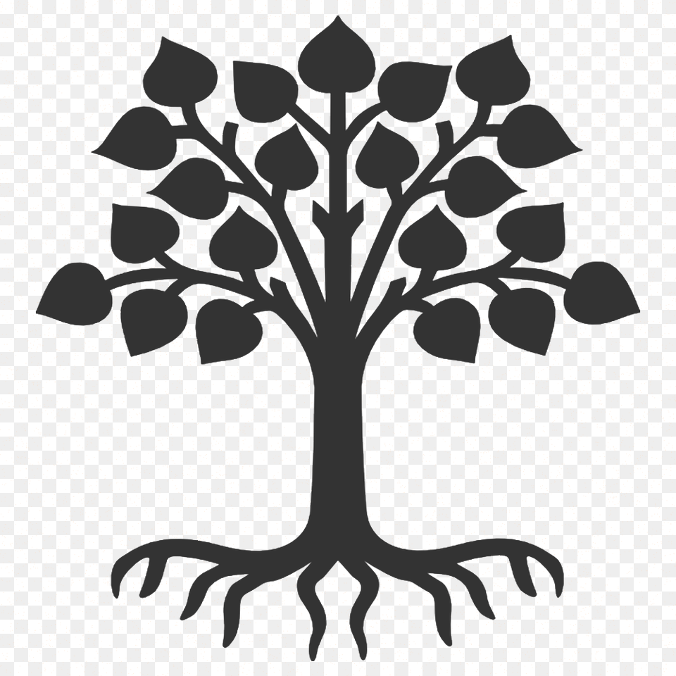 Old Fashioned Oak Template Peepal Tree Clipart Black And White, Stencil, Art, Silhouette, Animal Free Transparent Png